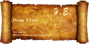 Haag Elek névjegykártya